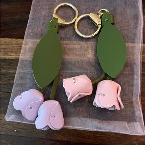 Pink and purple & Green Floral Keychain